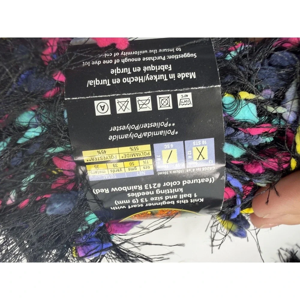 Lion Brand Fancy Fur Bold Black #253 1.76 oz 39yds Eyelash Lot Of 12 - 2 Dye Lot